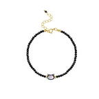 14K Gold Plated Black Spinel White Crystal Cute Cat Tridacna Stone Healing Bracelet