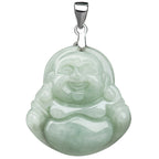 Laughing Buddha Jade Blessing Titanium Steel Chain Necklace Pendant