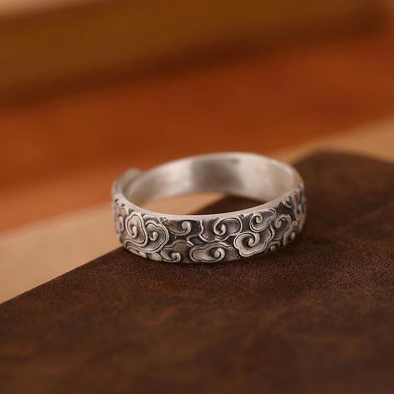 Vintage Auspicious Clouds Pattern Luck Ring