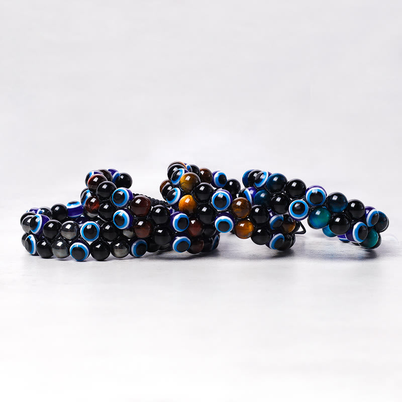 Evil Eye Hematite Tiger Eye Protection Beaded Bracelet
