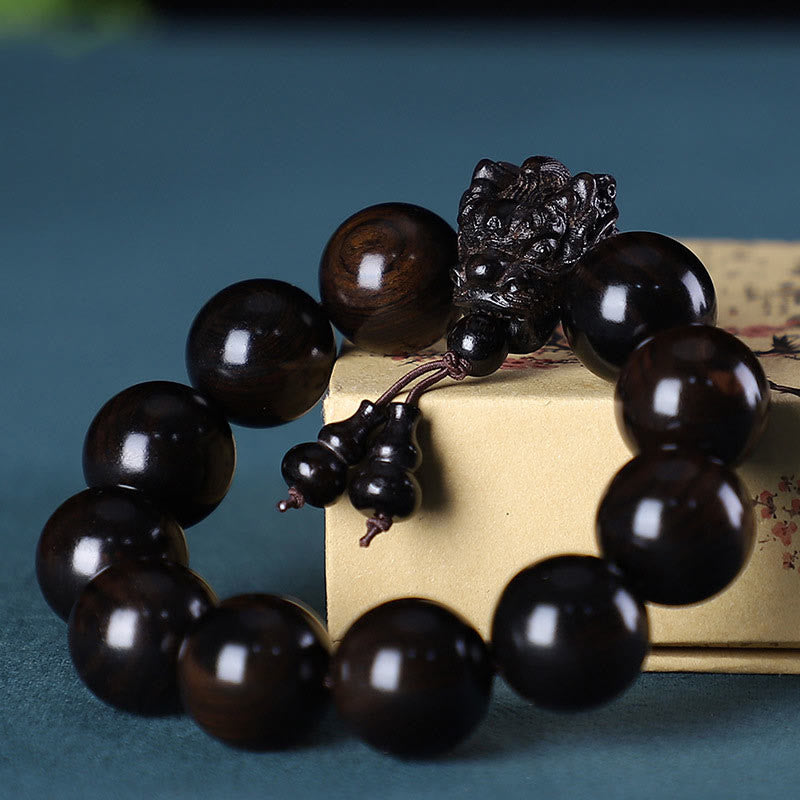 Rosewood Green Sandalwood Small Leaf Red Sandalwood Dragon Carved Protection Bracelet