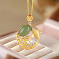 Cyan Jade Koi Fish Healing Calm Necklace Pendant