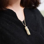 Jade Dragon Phoenix Copper Blessing Harmony Necklace Pendant