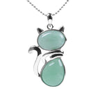 Cat Pattern Natural Crystal Protection Necklace Pendant