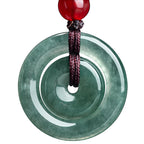 Green Jade Double Peace Buckle Abundance Necklace Pendant