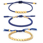 3 PCS Tibetan Copper Beads Healing Protection Luck Bracelet Set