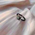 Natural Tridacna Stone Lovely Cat 14K Gold Plated Blessing Ring