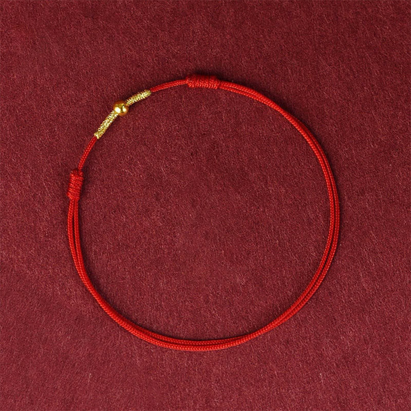 925 Sterling Silver Golden Bead Protection Braided Rope Bracelet Anklet
