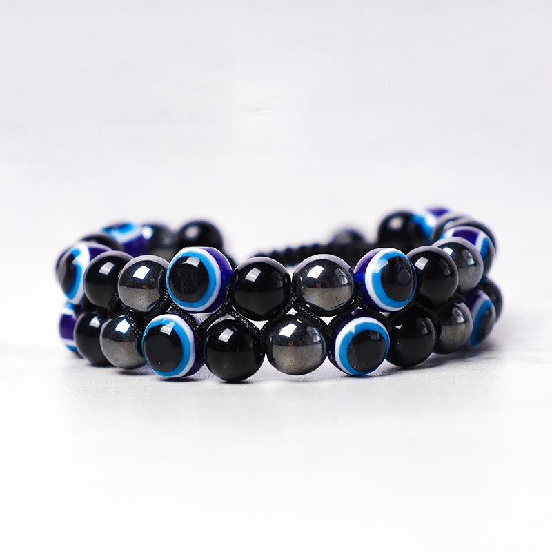Evil Eye Hematite Tiger Eye Protection Beaded Bracelet