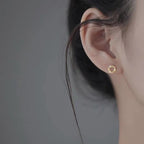 925 Sterling Silver Posts Copper Metal Tiny Wreath Stud Blessing Flower Earrings